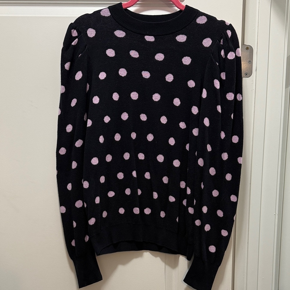Polka Dot Sweater with Puff Sleeves